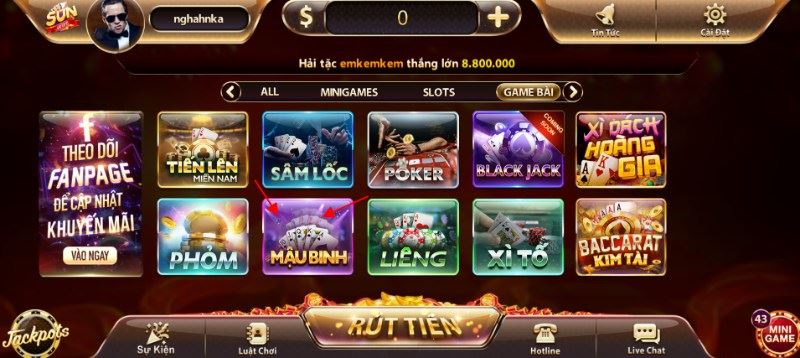 Luật chơi mậu binh đơn giản tại sunwin